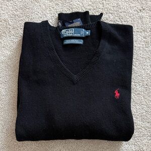 Polo by Ralph Lauren Men's Black V-Neck Sweater